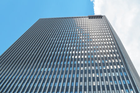 Beautiful skyscraper on sunny day. modern architectural designのeditorial素材