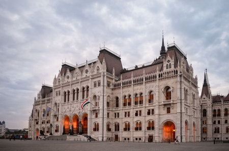BUDAPEST, HUNGARY - JUNE 17, 2018: Beautiful view of Hungarian Parliament buildingのeditorial素材