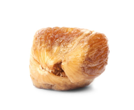 Delicious dried fig fruit on white background. Organic snackの写真素材