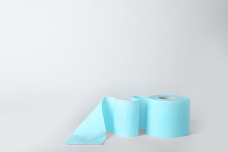 Roll of toilet paper on white background. Space for textの写真素材
