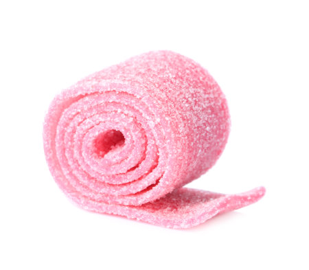 Delicious colorful chewing candy on white background