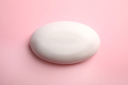 Soap bar on color background, top viewの写真素材