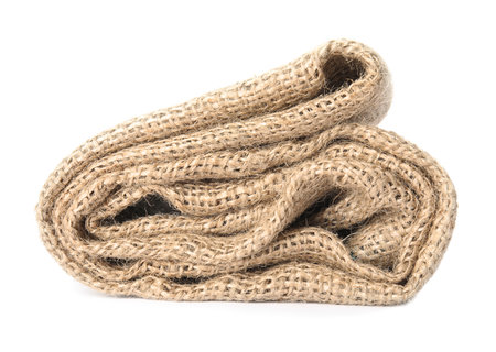 Sustainable hemp fabric on white backgroundの写真素材