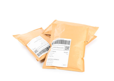 Padded envelopes on white background. Parcel delivery