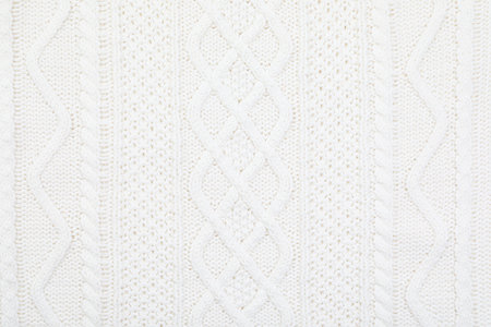 Texture of cozy warm sweater as background, closeup