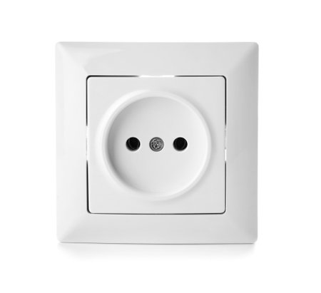 power socket on white background. Electrician's equipment