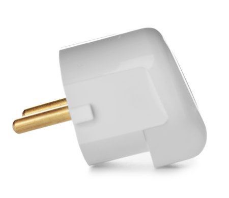 Plug on white background. Electrician's professional equipment