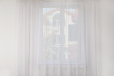 Light empty room with window and curtain. home interiorの写真素材