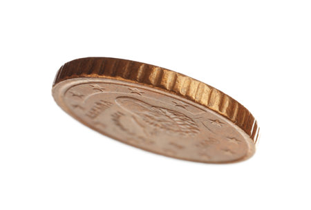 Spanish fifty euro cent coin on white background