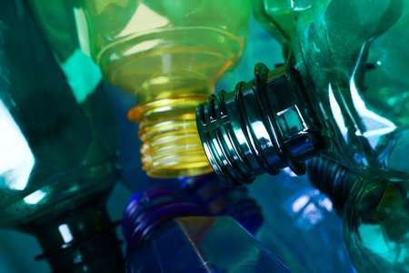 Used plastic bottles as background, closeup. recycling problem