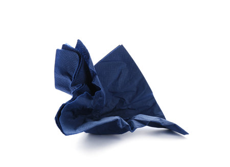 Crumpled paper napkin on white background. personal hygieneの写真素材