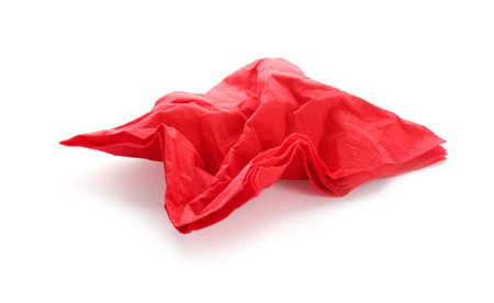 Crumpled paper napkin on white background. personal hygieneの写真素材