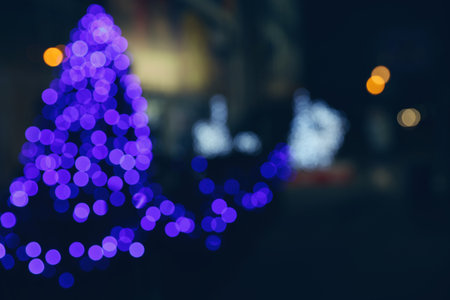 Beautiful street lights at night. bokeh effectの写真素材