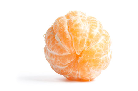 Peeled ripe tangerine on white background. Citrus fruitsの写真素材