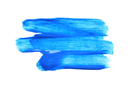Abstract brushstroke of blue paint isolated on whiteの写真素材