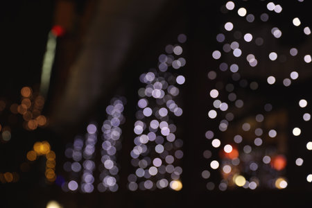 Beautiful street lights at night. bokeh effect