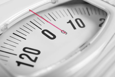 Modern scales, closeup view. Diet and weight loss