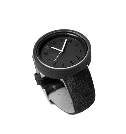 Stylish wrist watch on white background. fashion accessories