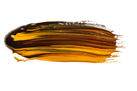Abstract brushstroke of mixed color paint isolated on whiteの写真素材