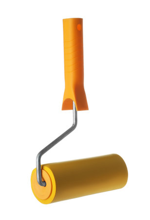 New paint roller brush on white backgroundの写真素材