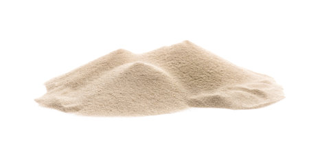 Heap of dry beach sand on white backgroundの写真素材