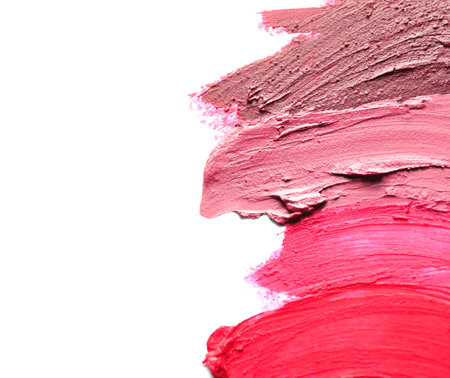 Lipstick smears isolated on white. Space for textの写真素材
