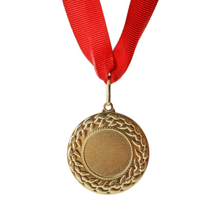 Gold medal on white background. symbol of victoryの写真素材