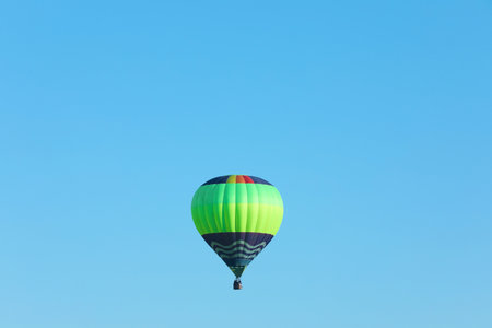 Beautiful view of hot air balloon in blue skyの写真素材