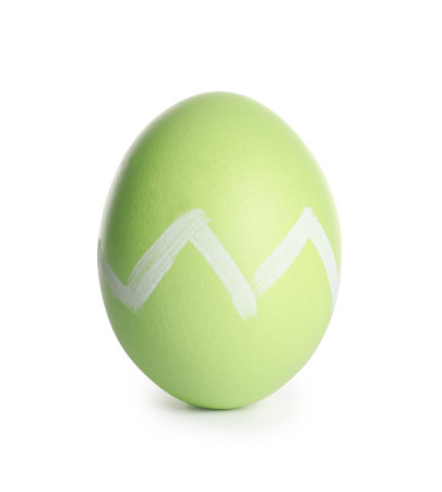 Beautiful painted Easter egg on white backgroundの写真素材