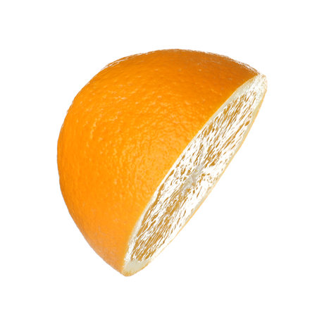 Half ripe orange isolated on whiteの写真素材