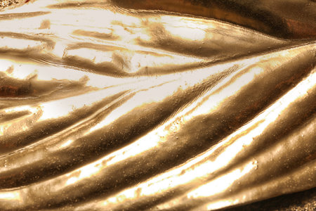 Close up view of golden leaf as backgroundの写真素材