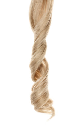 Lock of healthy hair on white backgroundの写真素材