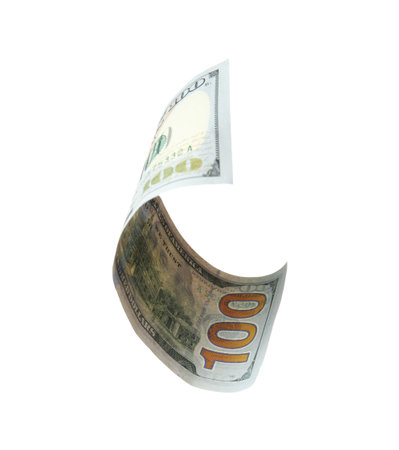One hundred dollar banknote on white background. american national currencyの写真素材