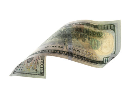 One hundred dollar banknote on white background. american national currency