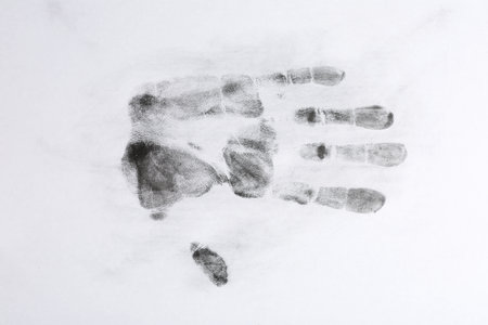 Print of hand and fingers on white background, top view. criminal investigationの写真素材