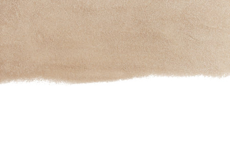 Dry beach sand on white background, top view. Space for textの写真素材