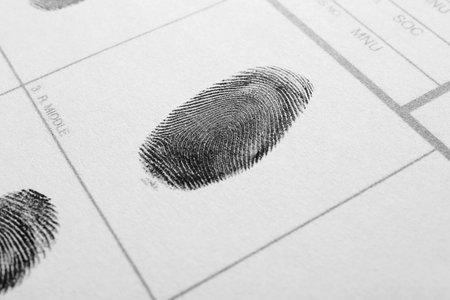 Fingerprint record sheet, closeup view. criminal investigationの写真素材