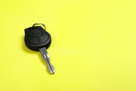 Car key on color background. Space for textの写真素材