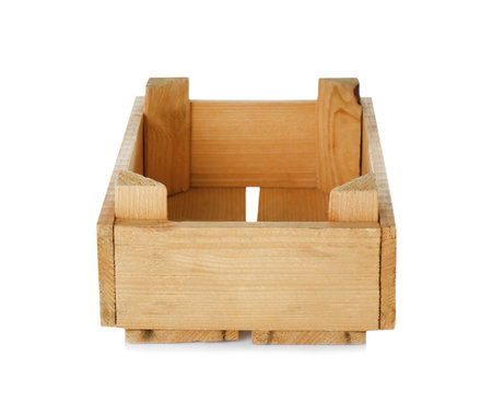 Wooden crate on white background. shipping containerの写真素材