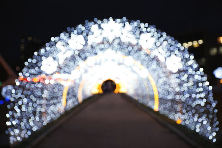 Beautiful street lights at night. bokeh effectの写真素材