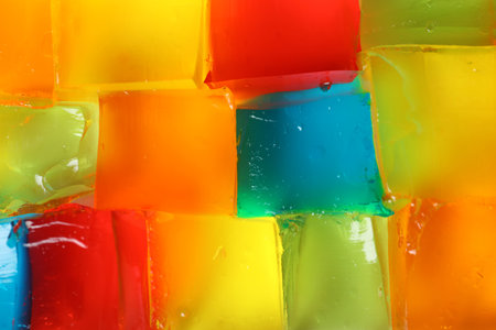 Tasty natural jelly cubes as background, top viewの写真素材