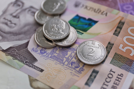 Close up view of Ukrainian money. national currency