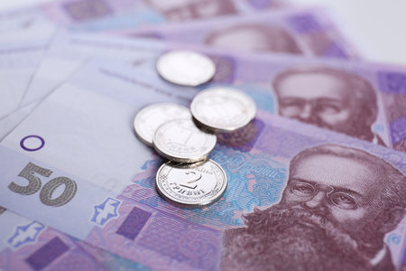 Close up view of Ukrainian money. national currency