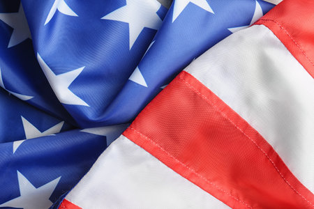 Colorful USA flag as background, closeup. Happy Independence Day