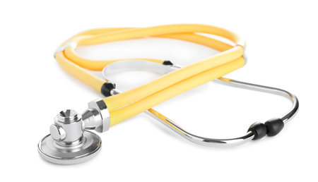 Stethoscope on white background. professional medical deviceの写真素材