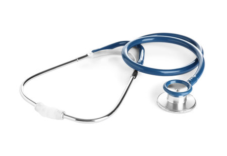 Stethoscope on white background. professional medical deviceの写真素材