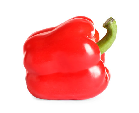Tasty ripe red bell pepper on white backgroundの写真素材