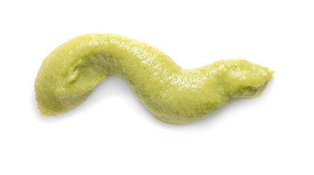 Delicious spicy wasabi on white background, top view. traditional sauce