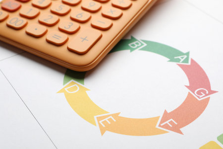 Energy efficiency rating chart and calculator, closeup