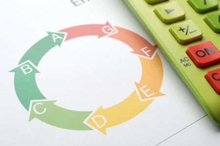 Energy efficiency rating chart and calculator, closeup